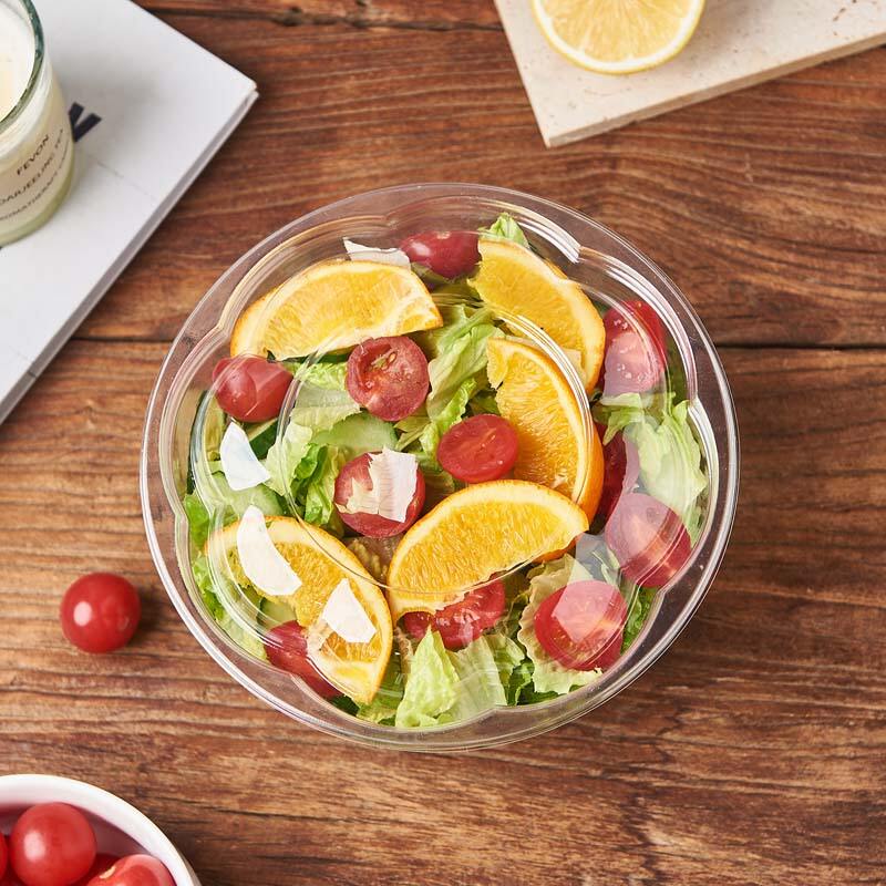 48 oz PET プラスチックフルーツサラダボウル（蓋付き）、中国 48 oz